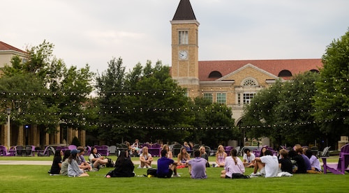 Group of students in the Campus Commons