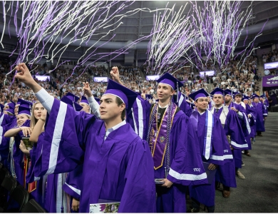 TCU students celebrate during a record-breaking spring commencement.